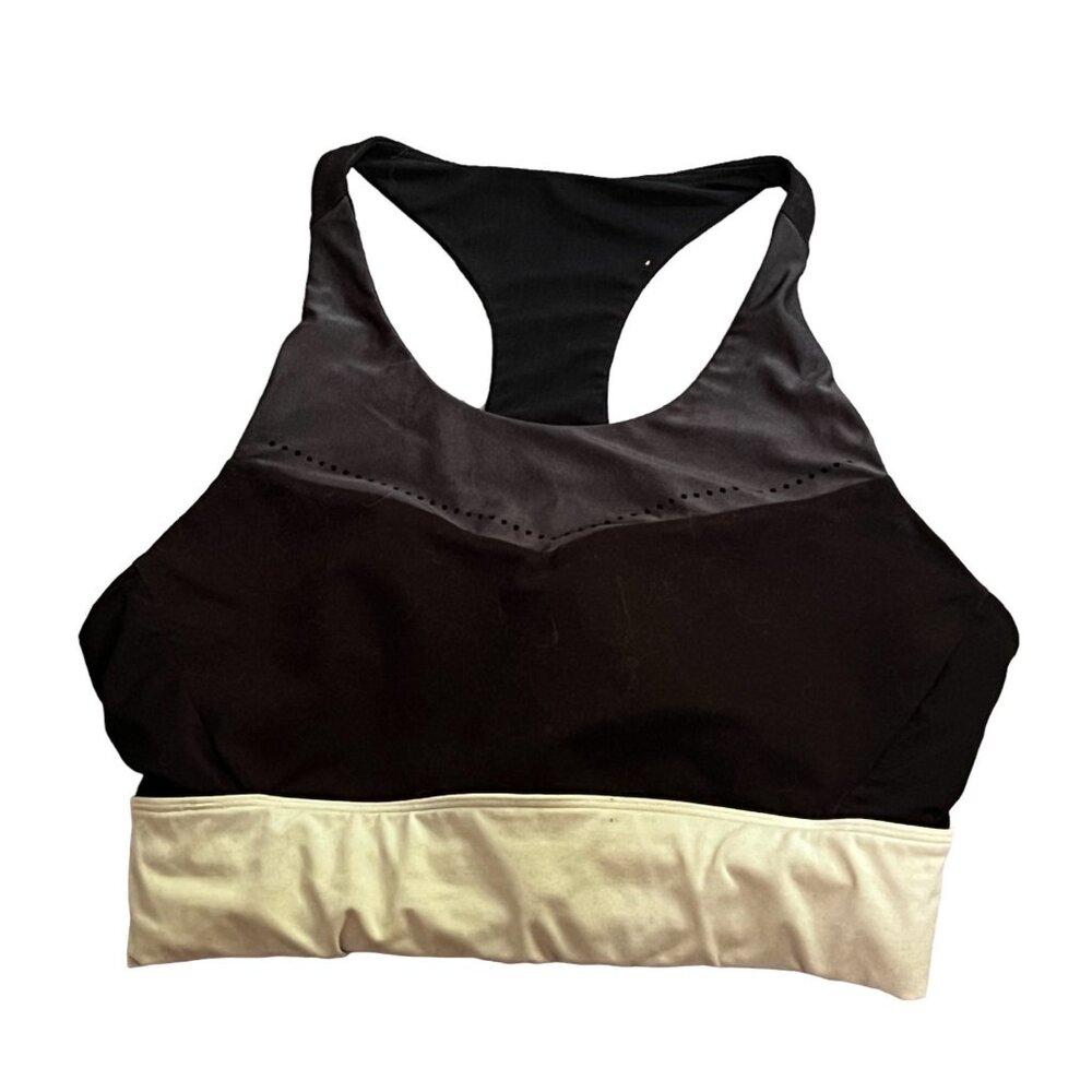 Fabletics Black & White Racerback Sz Large Womens High Support Compression Sport